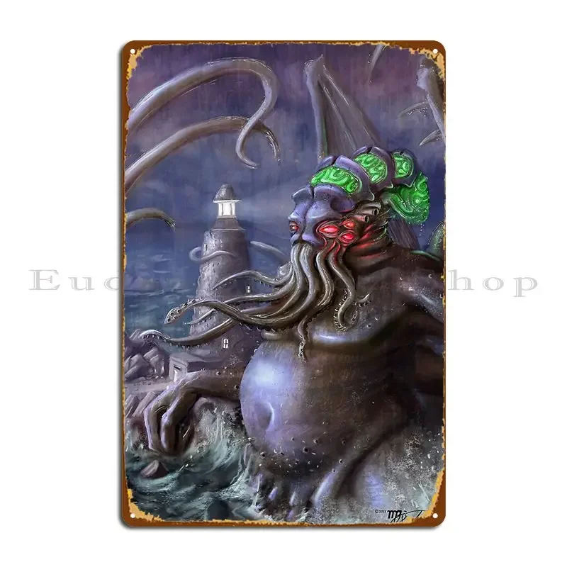 Cthulhu Metal Plaque Poster Living Room Garage Decoration Personalized Cave Printing Tin Sign Poster