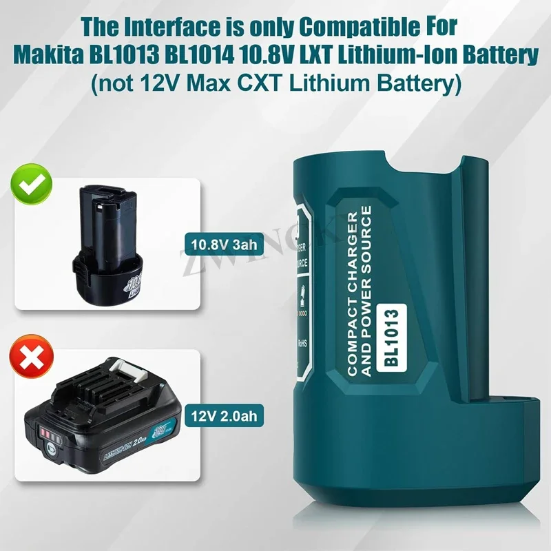 USB Power Source Charger Adapter for Makita 10.8V-12V Lithium Battery Charing Port for Heated Jackets For BL1013 BL1014 Battery