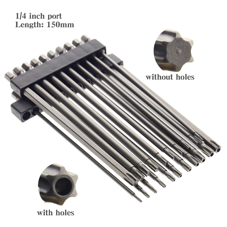 150mm long T6-T40 Magnetic Torx Screwdriver Bits Set Electric Screwdriver head T6,T8,T9, T10,T15,T20,T25,T27, T30,T35,T40