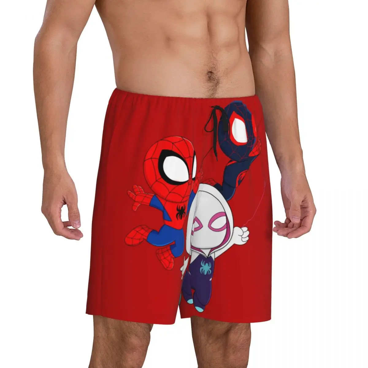 Custom Print Men's Ghost Spider Girl Pajama Bottoms Sleepwear Pjs Sleep Shorts with Pockets