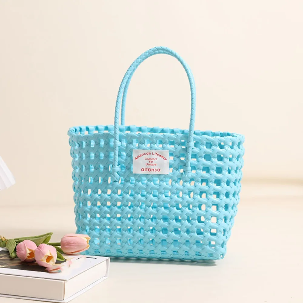 

Countryside Style Hollow Weave Bag Vacation Style Bohemian Style Vegetable Basket Bag Bucket Bag Large Capacity Beach Tote Bag