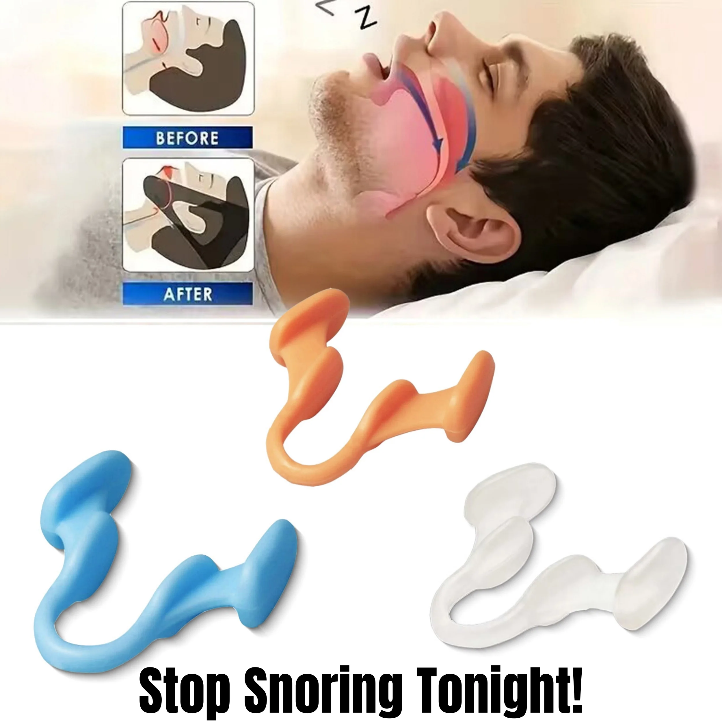 2-10 Stück Silikon Elastischer Nasenclip Anti-Schnarch-Gerät Atmungshilfe für Besseren Schlaf Vater Freund Geschenk – Detail 2
