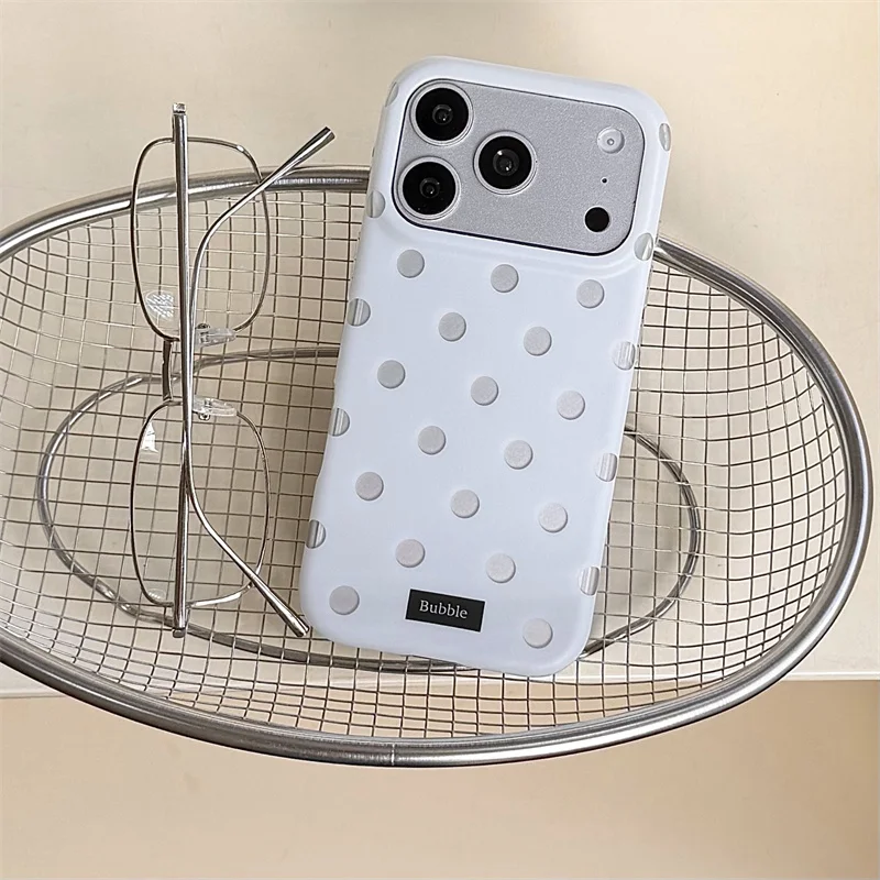 

Korean Ins Polka Dot Cute Phone Case For iPhone 17 16 15 Pro Max White Shockproof Protective Cover Protection Girls Women