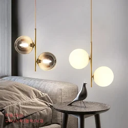 Luces colgantes de bola de cristal nórdicas, voltaje de 110V, 220V, decoración del hogar, comedor, dormitorio, mesita de noche, lámparas colgantes de esquina para techo