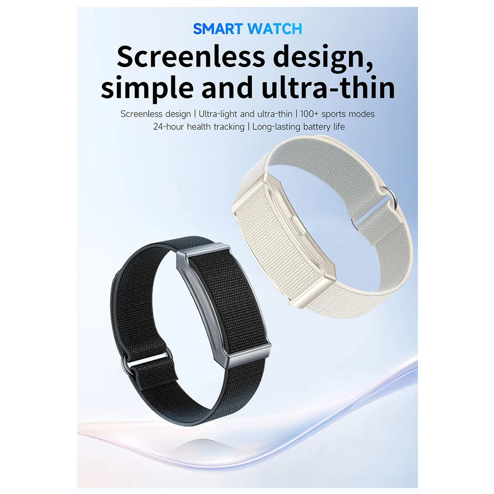 新しいスクリーンレススマートウォッチ心拍数血中酸素健康モニター腕時計スポーツフィットネストラッカースマートウォッチ男性女性用