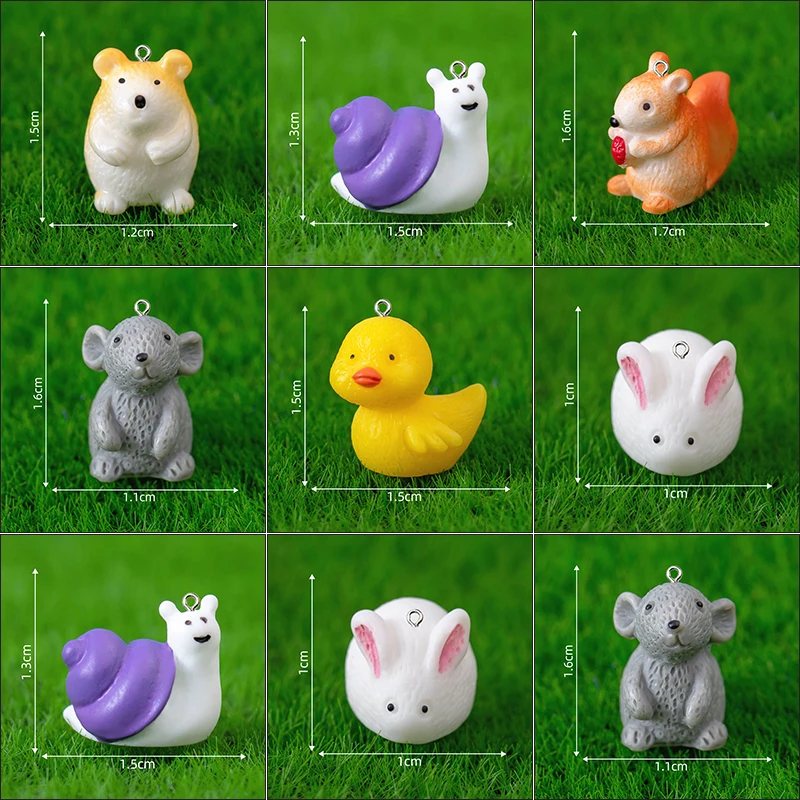 10Pcs Fashion 3D Animals Resin Charms Cute Small Rabbit Mouse Squirrel Earring Keychain Pendants for Jewelry Making DIY Findings