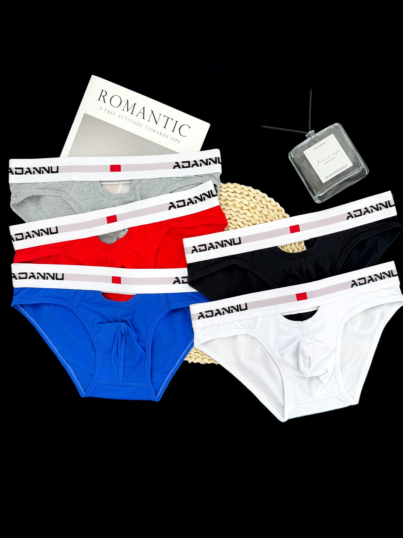 

Men's Stylish Cutout Cotton Underwear - Comfortable, Minimalist & Personalized Low-Rise Booty-Lifting Letter Print Stretch Brief