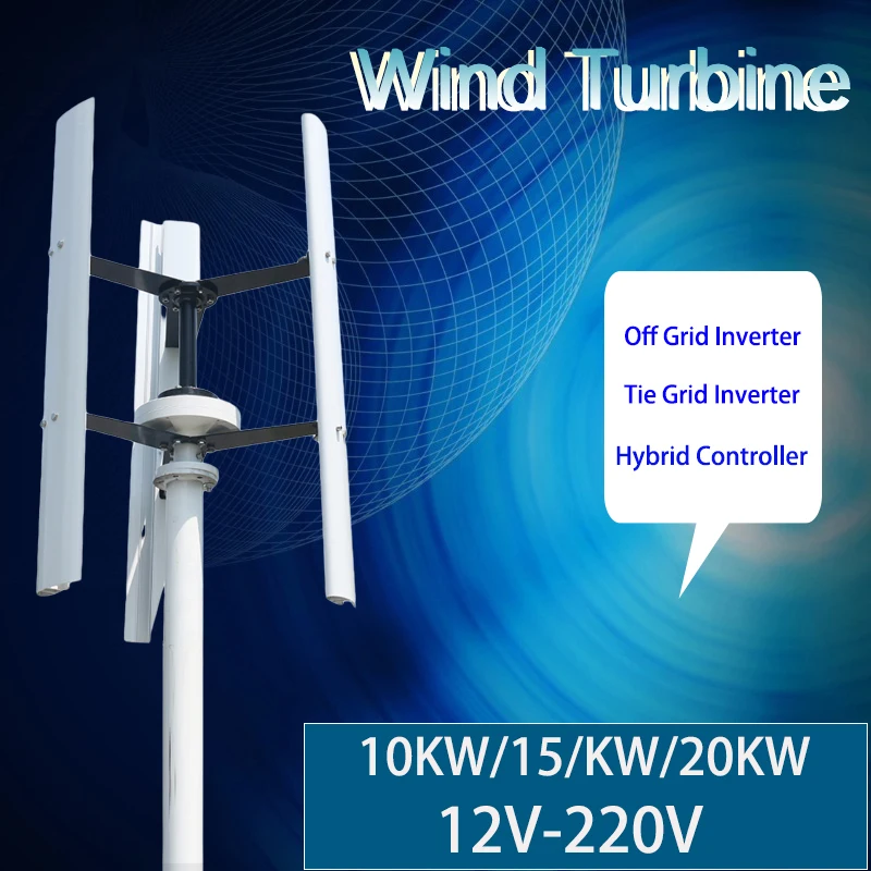 

CE-Certified Noise-Free 10KW 15KW 20KW Vertical Wind Turbine Three-Phase Off-grid System 48V-220V Suitable For Small Plant