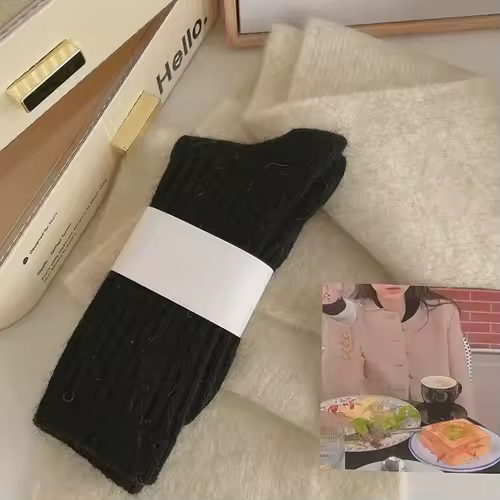 Winter Thick Warm Women's Cashmere Wool Socks Japanese Harajuku Style Solid Color Long Thermal Fashion Sox for Ladies - Image 4