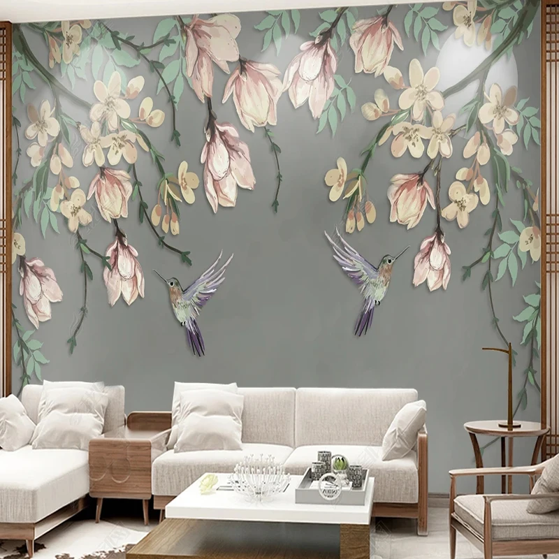 

Custom Any Size 3D Mural Wallpaper European Vintage Flowers And Birds Fresco Background Wall Waterproof Home Decor Papier Peint