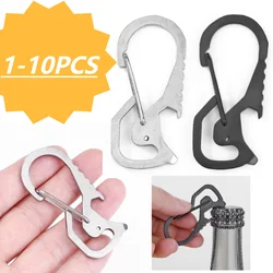 Keyring Bottle Opener Stainless Steel Pocket Keychain Carabiner Multifunctional Mountaineering Buckle Practical Hiking Equipment