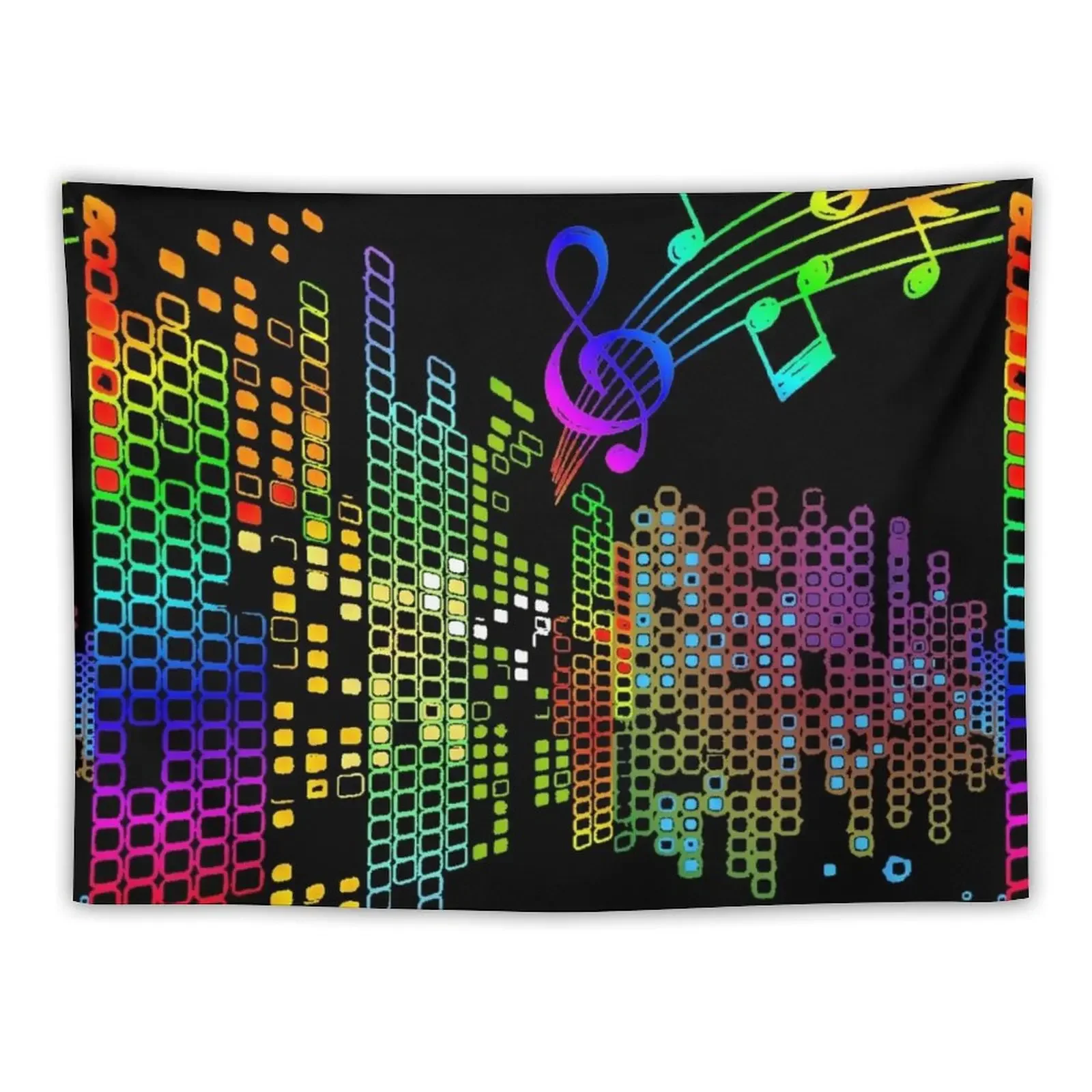 

Multicolored Music,black illustration Tapestry Kawaii Room Decor Decoration For Rooms Tapestry