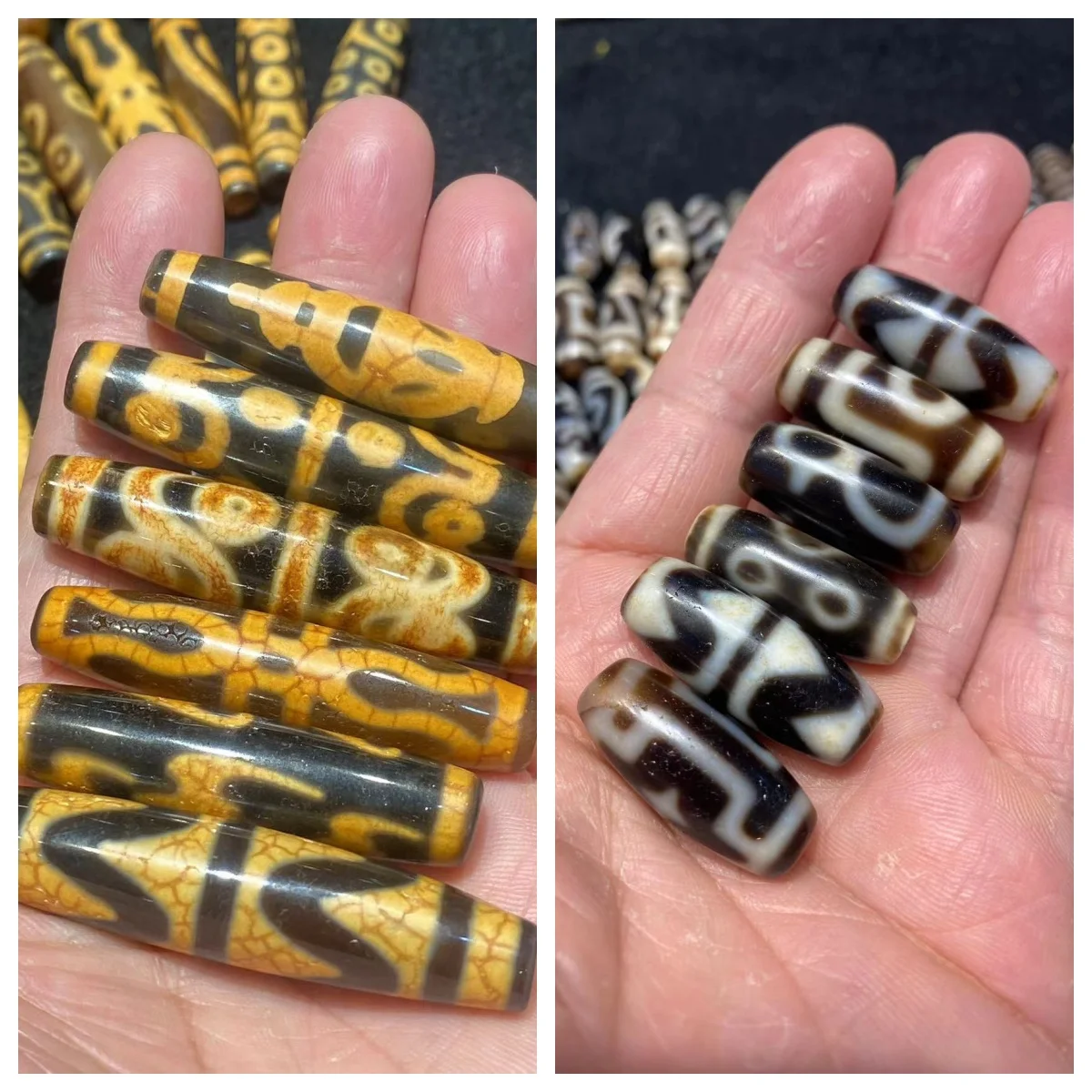 50pcs/lot Limited time discount premium craft Taiwan variety old agate dzi Weathering lines Ancient totemic patterns Wholesale