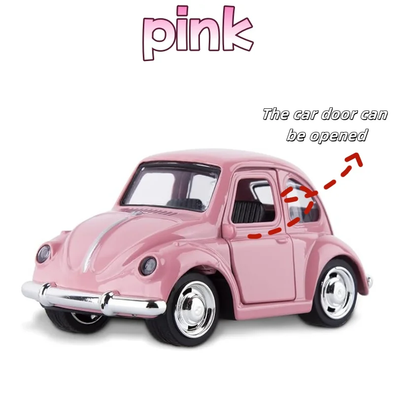 레트로 비틀 합금 자동차 모델, 풀백 기능, 소리 및 조명 효과, 어린이 장난감 선물
