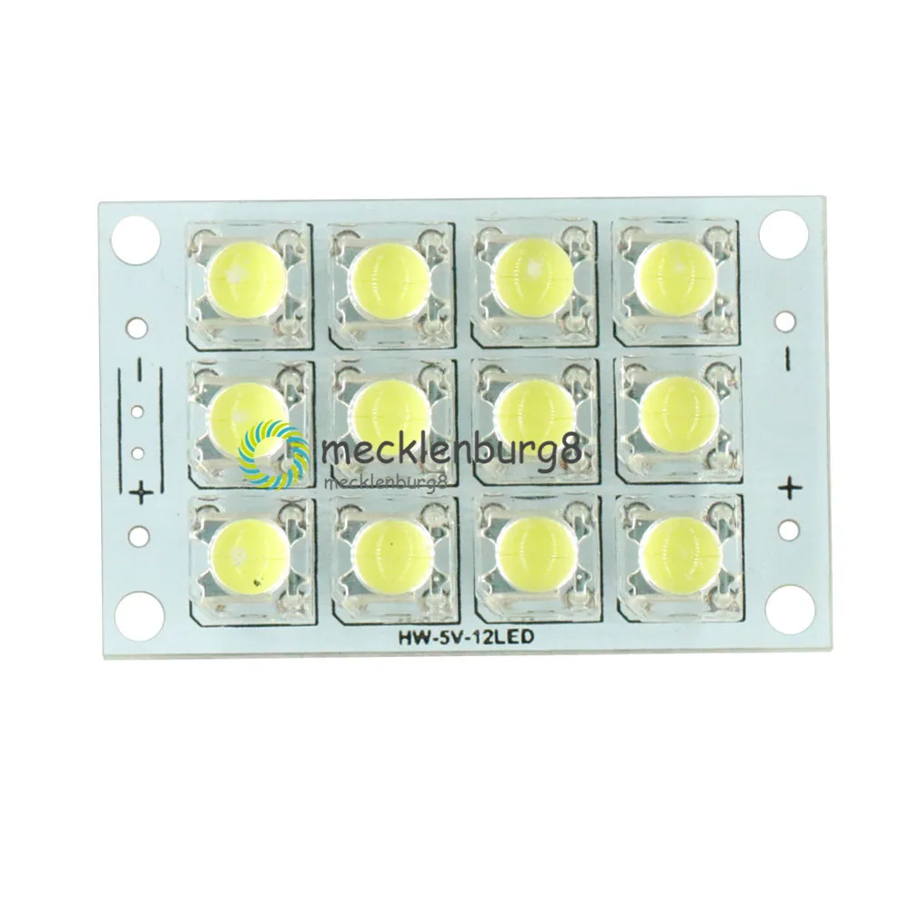 12 LED Super Bright White LED Piranha Board Night LED Lights Lamp 5mm High Brightness DC 3V-5V