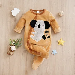 Infant's koala Print 0-18 months Bodysuit Autumn/winter plush and heavy Comfy Long Sleeve Onesies, Baby Boy's Clothing, As Gift