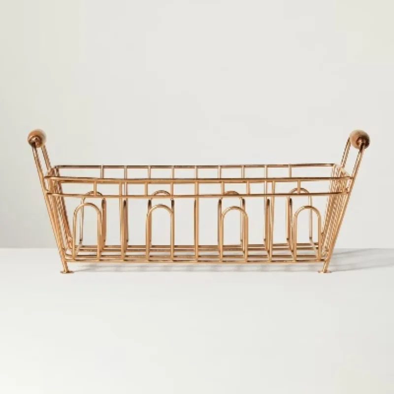 

Metal Clothes Drying Rack Copper Finish - Freestanding Wrought Iron and Wood Countertop Kitchen Organizer