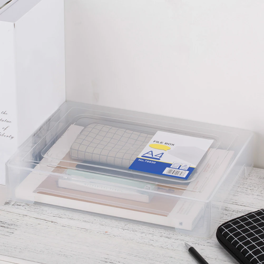 

Plastic Transparent File Storage Box A4 Document Organizer Folder Paper Case PP Material Lightweight For Home Office Use