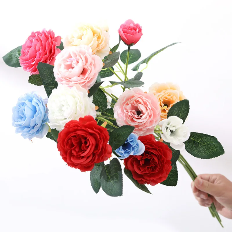 66cm Artificial Flowers Silk Rose Long Branch Bouquet for Wedding Home Decoration Fake Plants DIY Wreath Supplies Accessories