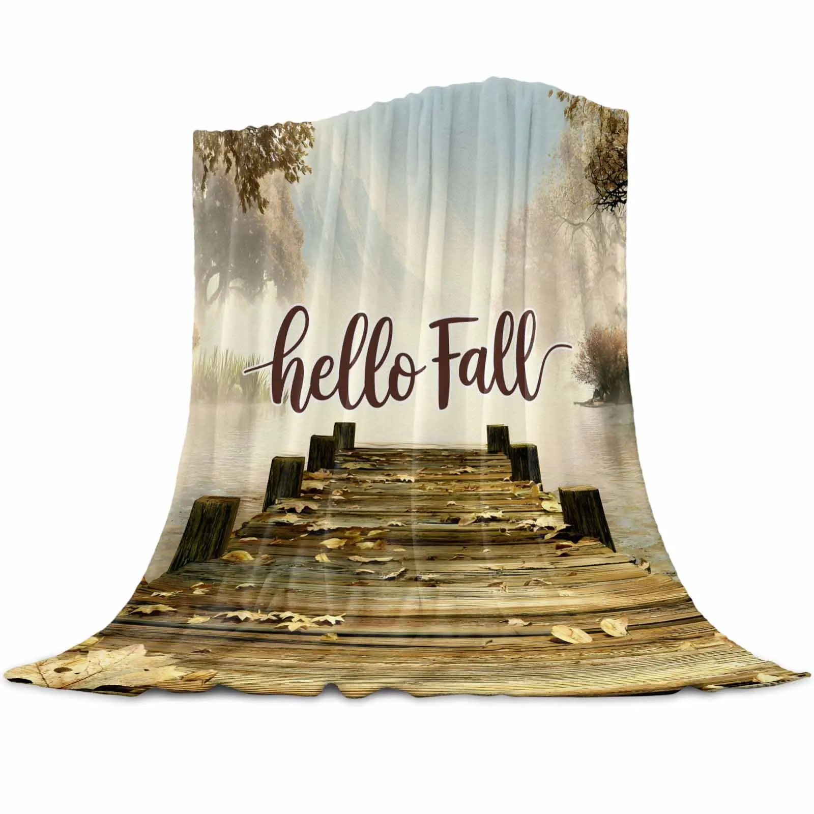 

Vintage Fall Wood Grain Pier Throws Blankets for Sofa Bed Winter Soft Plush Warm Sofa Throw Blanket Holiday Gifts
