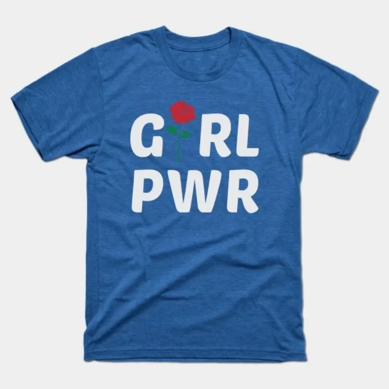 تي شيرت Girl Power With Rose Logo Women Day تي شيرت عصري من القطن لركوب الدراجات مطبوع عليه طباعة ملابس رياضية خارجية سريعة الجفاف