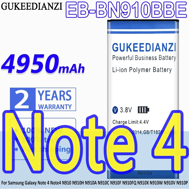 

GUKEEDIANZI Battery EB-BN910BBE 4950mAh For Samsung Galaxy Note 4 Note4 N910 N910H N910A N910C N910F