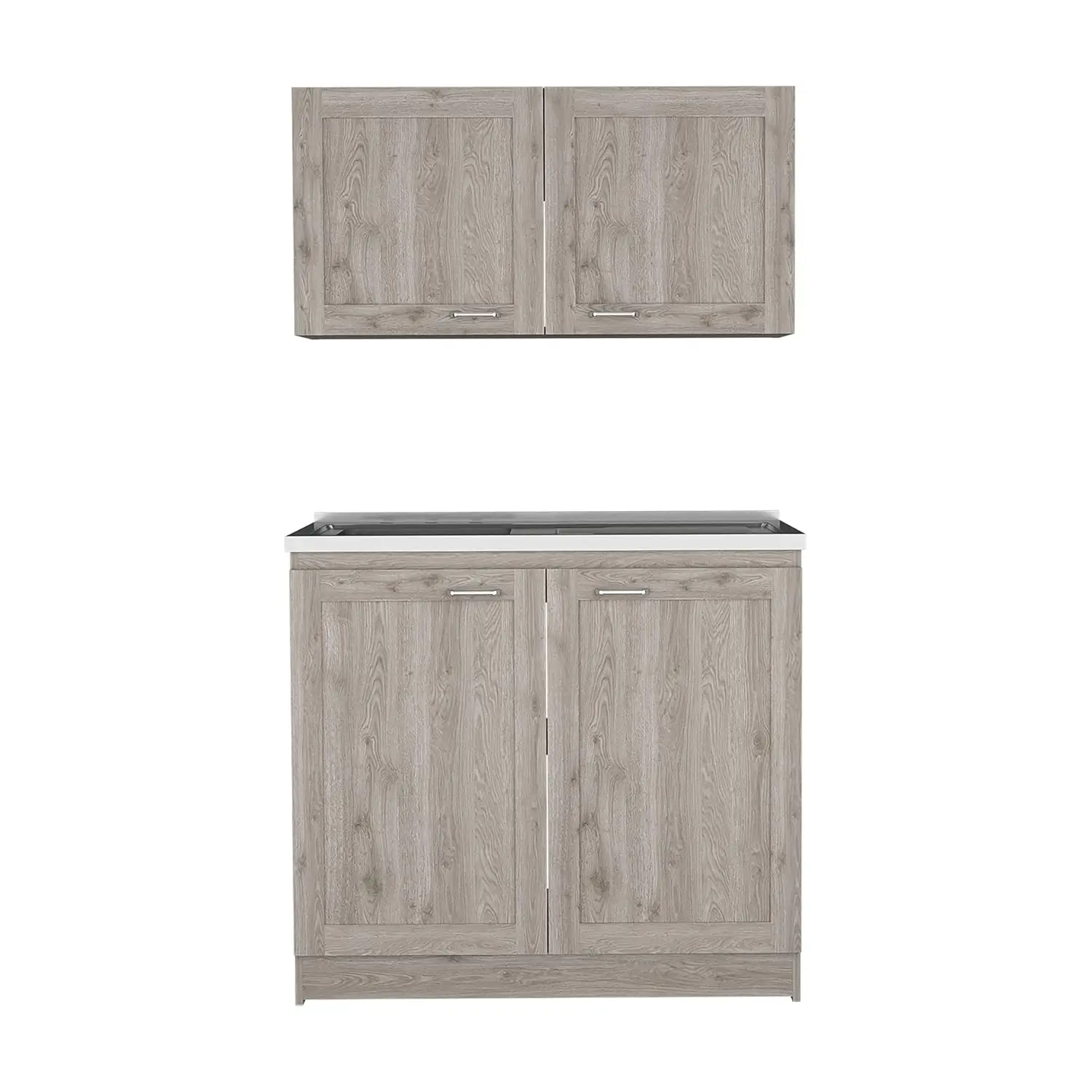 

Кухонный гарнитур Perseus Classic из 2 предметов с столешницей и настенным шкафом, светло-серый, на заказ