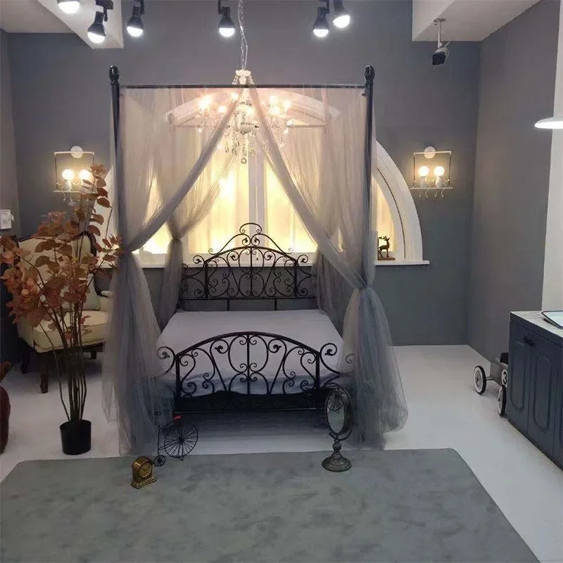 European Iron Frame Bed Princess Bed 1.2m Bed Pastoral Iron 1.5/1.8 Single and Double Spot Wrought Iron