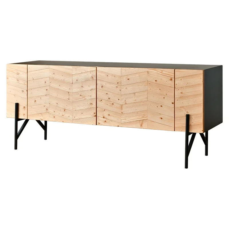 Mueble de TV francés retro negro armario de parquet de madera maciza mueble audiovisual alto