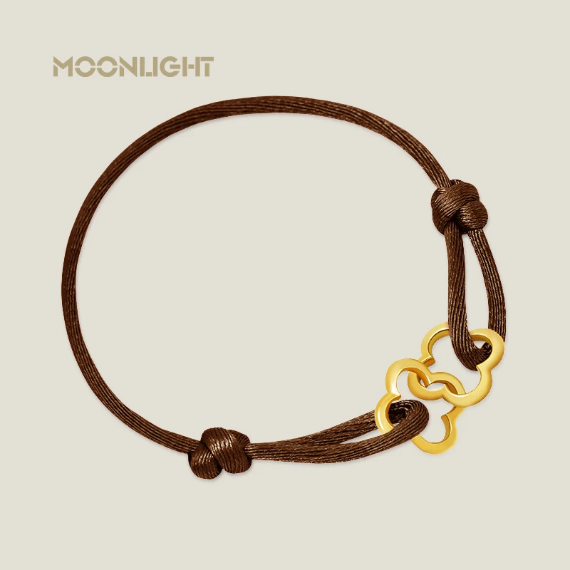 MOONLIGHT Adjustable Double Four Leaf Clover Charm Bracelet For Women Classic Silk Rope Bracelet Fashion Jewelry Party Gifts