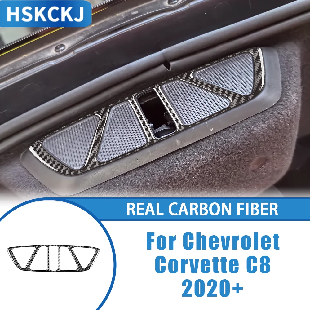 

For Chevrolet Corvette C8 2020+ Carbon Fiber Car Accessories Rear Trunk Buckle Panel Interior Cover Tirm Sticker Modification