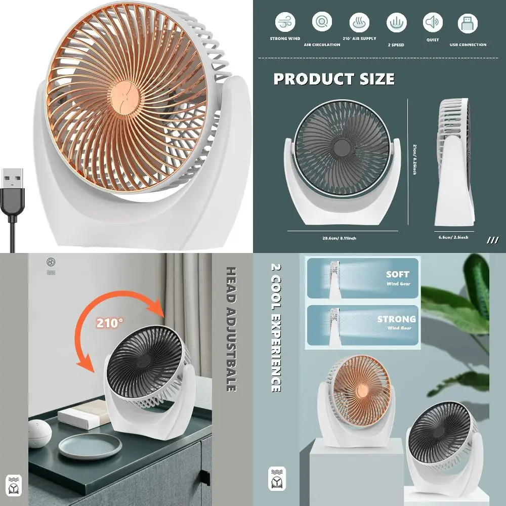 USB デスクファン ミニデスクトップテーブルファン 2 スピードパーソナル静音ファン強力な気流ポータブル冷却ファンヘッド調整可能 f