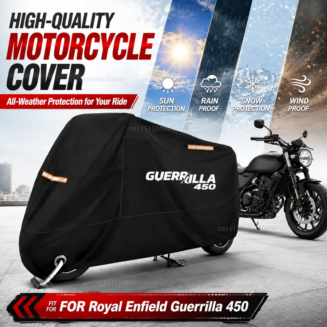 Motorcycle Cover Waterproof Outdoor All Season Dustproof UV Protective Moto Scooter Rain Cover FOR Royal Enfield Guerrilla 450 2