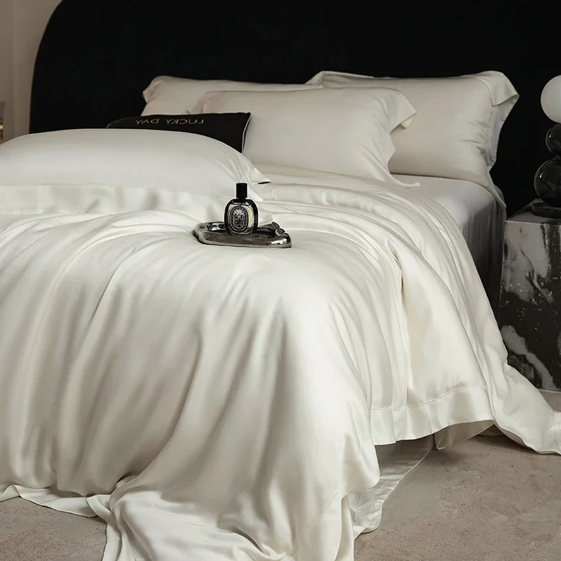 1000TC Lyocell Eucalyptus Fiber Super Soft Silky Queen King Size Bedding Set Duvet Cover Set Bed Sheet/Fitted Sheet Pillowcases