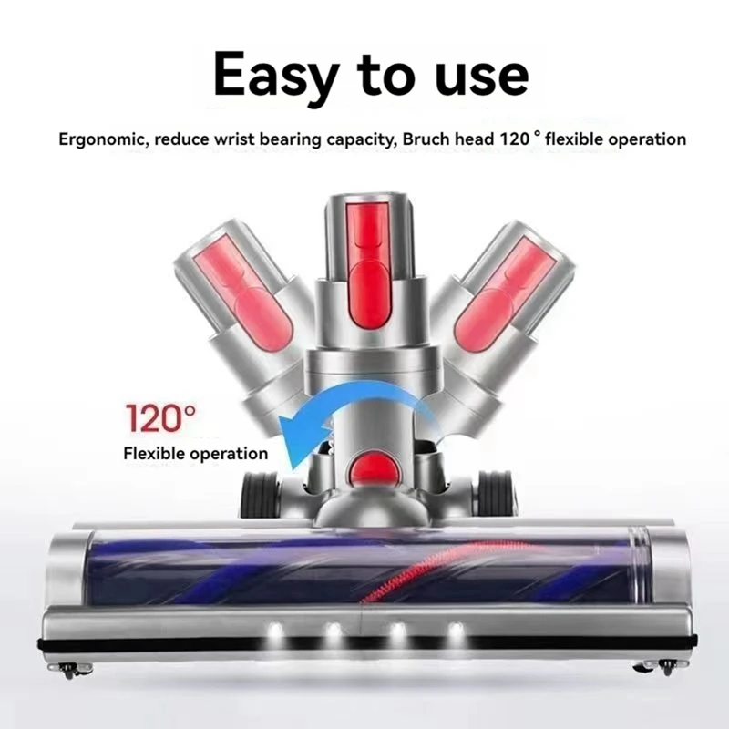 Para Dyson V15 V11 V10 V8 V7 aspiradoras de varilla inalámbrica para suelo de madera dura con faros LED cabezal de cepillo de rodillo suave-reamy