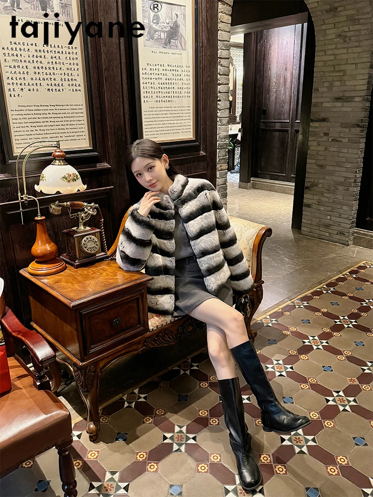 معاطف فرو أرنب ريكس الطبيعية لعام 100% معطف نسائي قصير بياقة واقفة معطف فرو حقيقي ملابس شتوية للنساء 2025 سترة فروي شبابانا نسائية