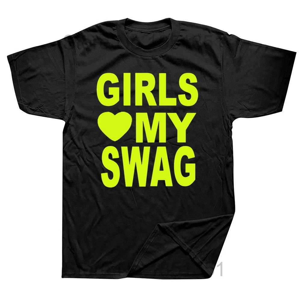Girls Heart My Swag Funny Graphic T Shirt Y2K Meme Streetwear Tee