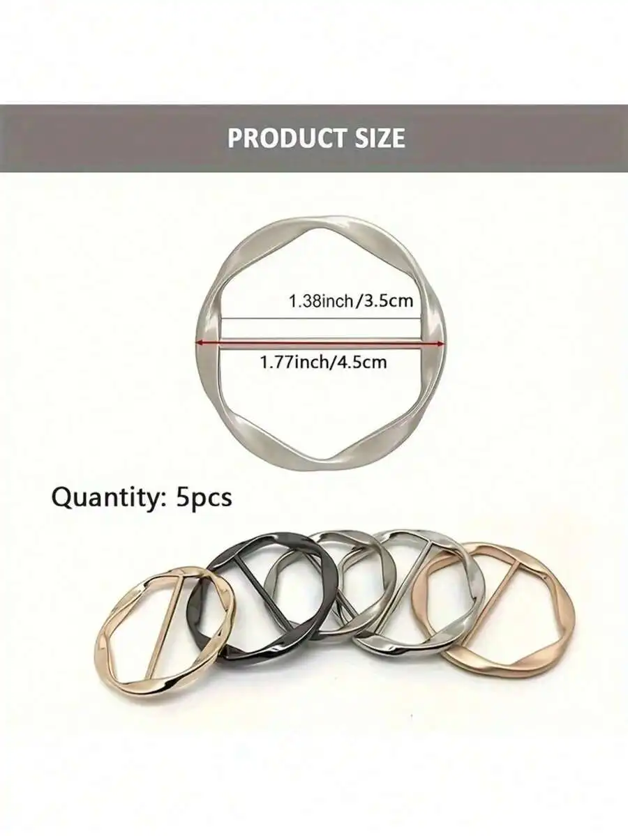 

5pcs Alloy Round Sliding Buckle For Scarf Belt Dress Shirt Adjustable Metal Slider