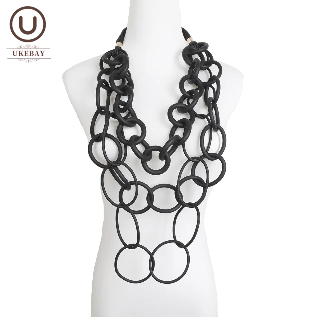 

Новая Черная Асимметричная круглая подвеска UKEBAY, резиновая цепочка, износостойкая, модный дизайн, подарок, аксессуары для готической одежды, ожерелье