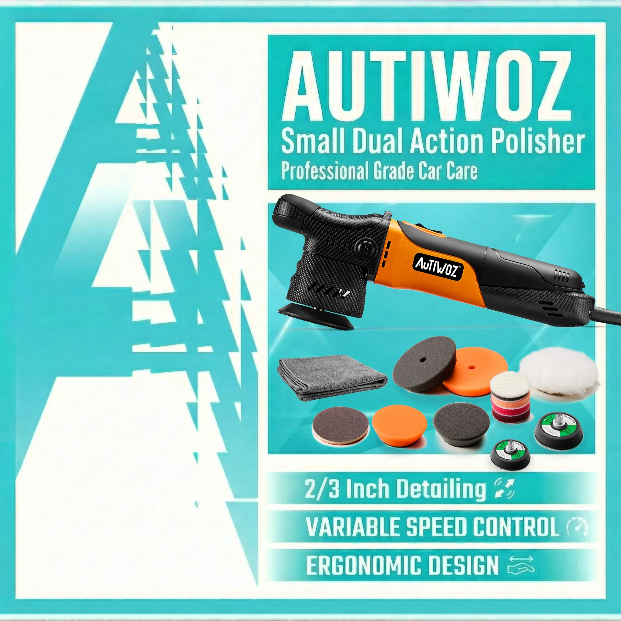 

Полировальная машинка AUTIWOZ Mini Dual Action для авто, орбита 12 мм, 2 и 3 дюйма, DA полировальная машина 650 Вт 7000 об/мин, для детальной полировки