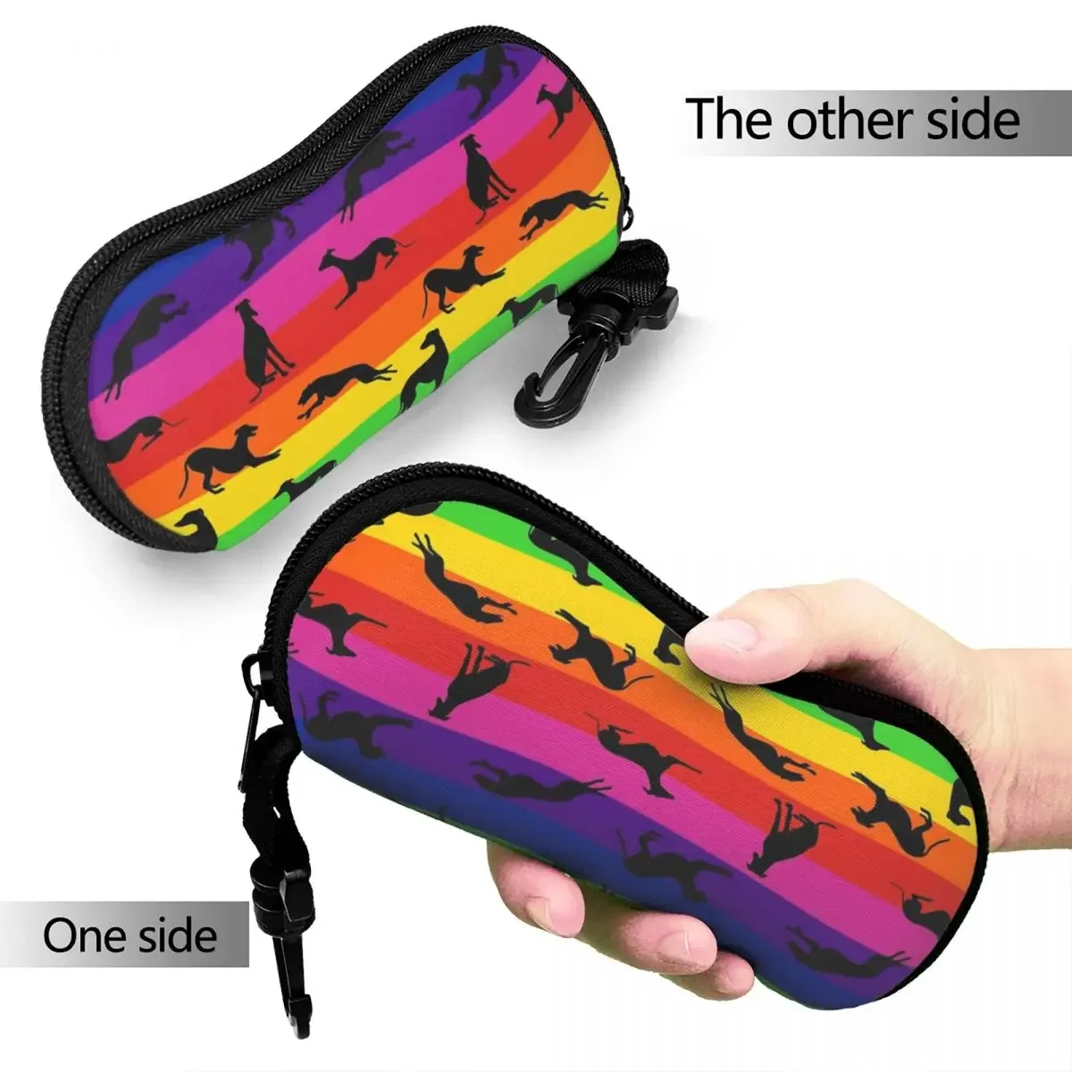 Greyhound Silhouettes Glasses Case New Zipper Whippet Sighthound Dog Glasses Storage Box Anti-Pressure Eyewear Container