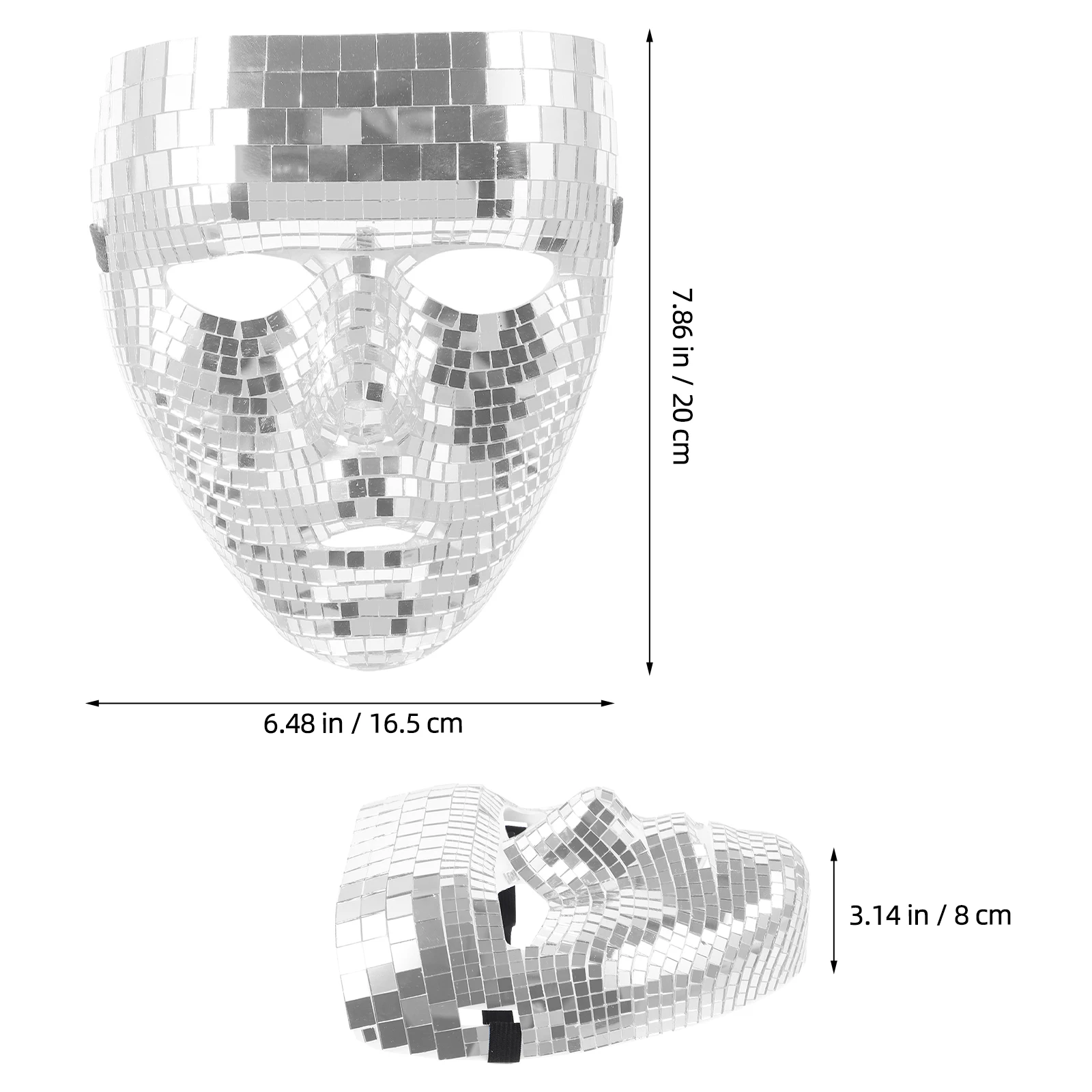 

Glitter Mirror Masquerade Mask Halloween Costume Party Cosplay Women Men Reusable Decorative Accessories Pvc Glass Material