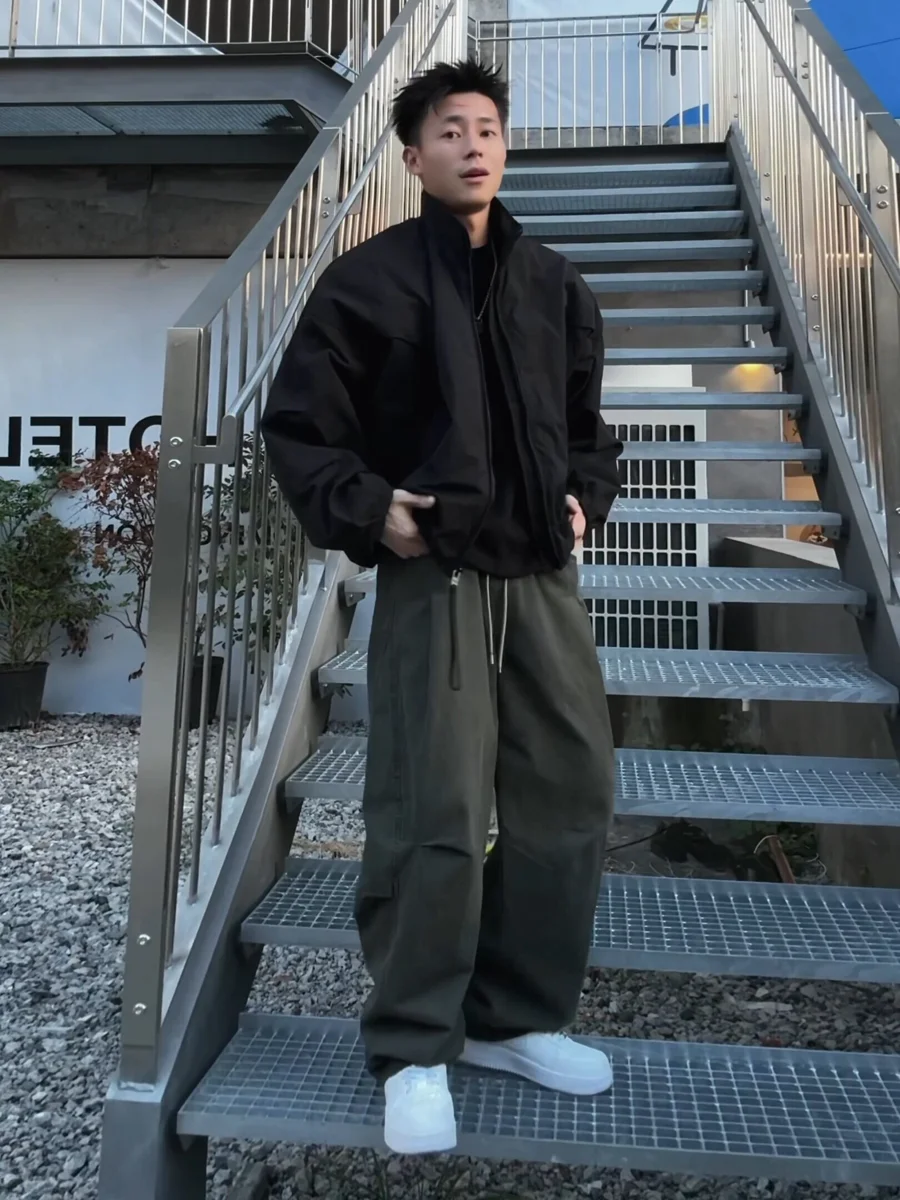 Cleanfit Military Green Curved Blade Loose Leggings Men's Spring Season  Design Workwear Casual Long Pants