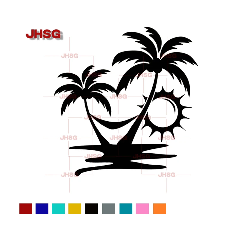 

JHSG High Quality Sticker Beach Scenery Pattern Vinyl Decal Car Rear Window Motorcycle Laptop Decorative Waterproof Sticker PVC