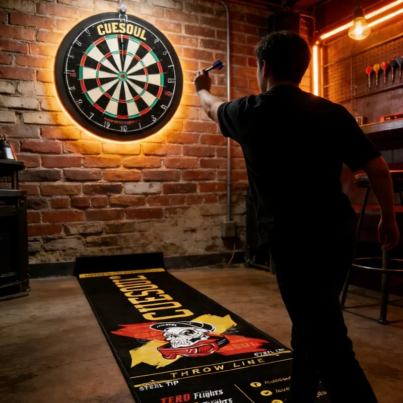 Professional Dart Mat with Skull Design, Non-Slip, Wear-Resistant Floor Protective Mat for Dart Room, Game Room, Bar, and Home D