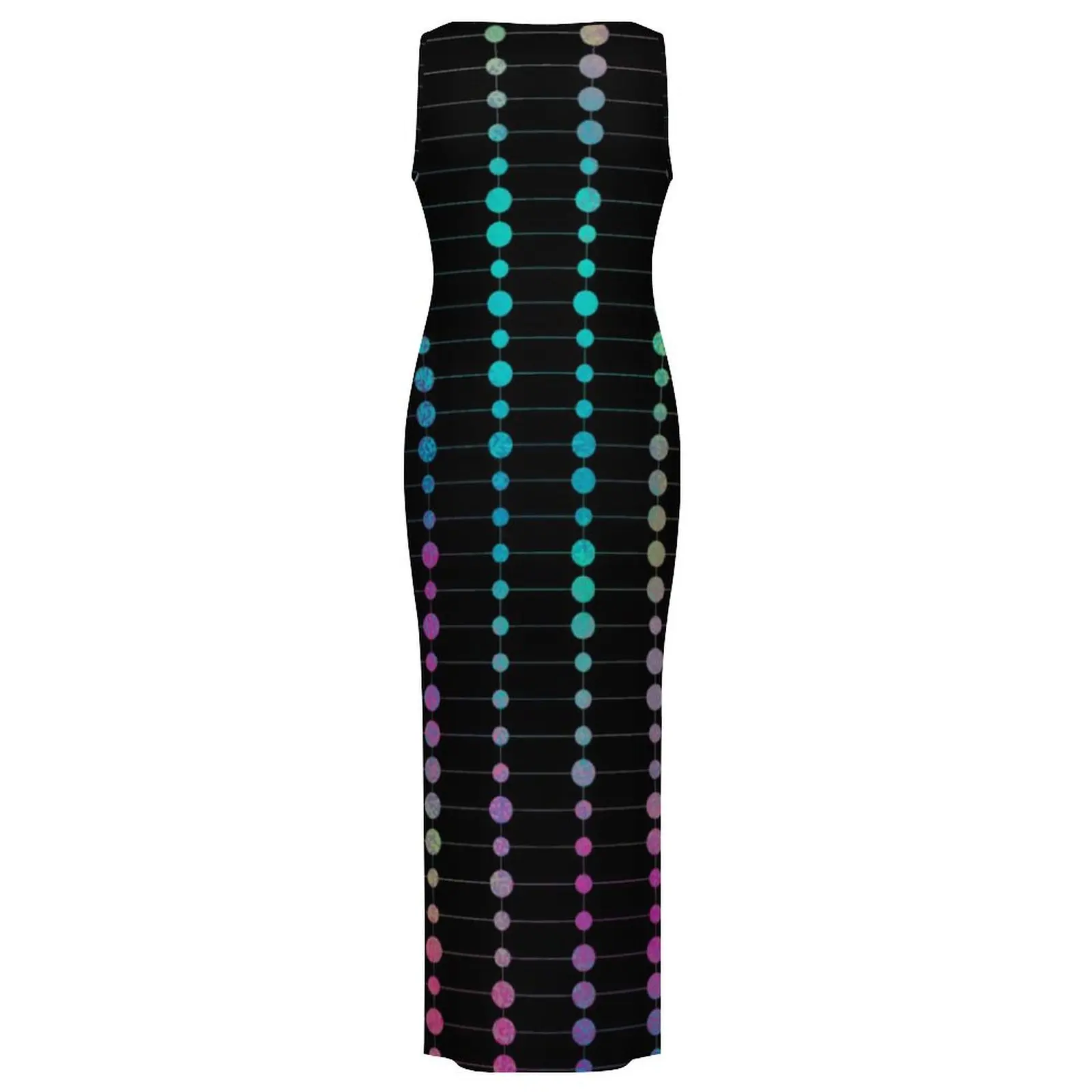 カラフルなドットとストライプのドレスノースリーブエレガントでモダンなファッションマキシドレスレトロボディコンドレス女性デザインオーバーサイズ Vestido