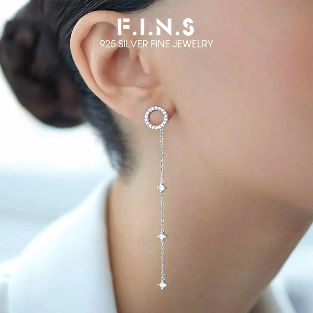 

F.I.N.S. Новое поступление: серьги-подвески из стерлингового серебра 925 пробы с цирконием, длинные цепочки, геометрические круглые серьги-гвоздики, изысканные ювелирные изделия.