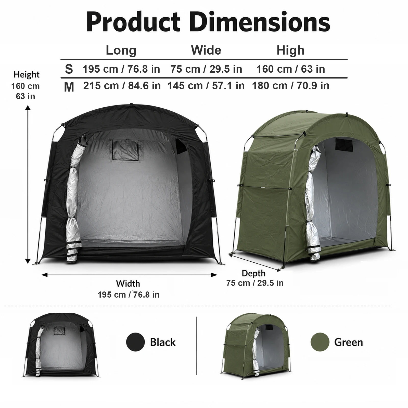 Portable Pop Up Bike Storage Shed Tent Waterproof Silver Coated Shelter for Bicycles Motorbikes Garden Yard Storage
