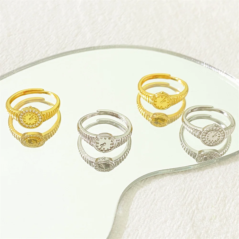 Creative Watch Zircon Ring for Women Men Trendy Watch Adjustable Opening Rings Party Gifts New Arrivals Jewelry Couple Item