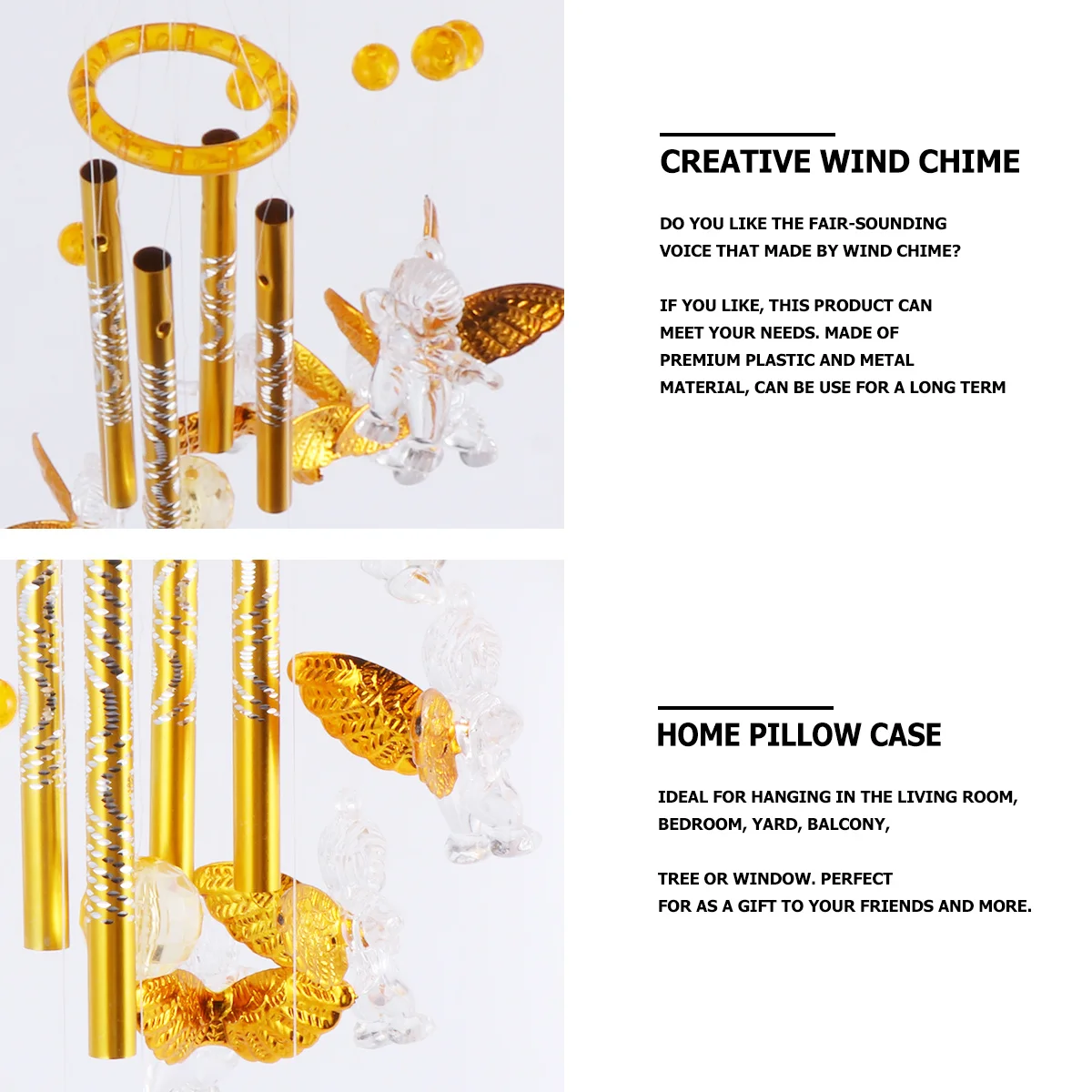 

1Pcs Wind Chime Hanging Decor Premium Plastic Metal Material Creative Cupid Design for Living Room Bedroom Balcony Garden